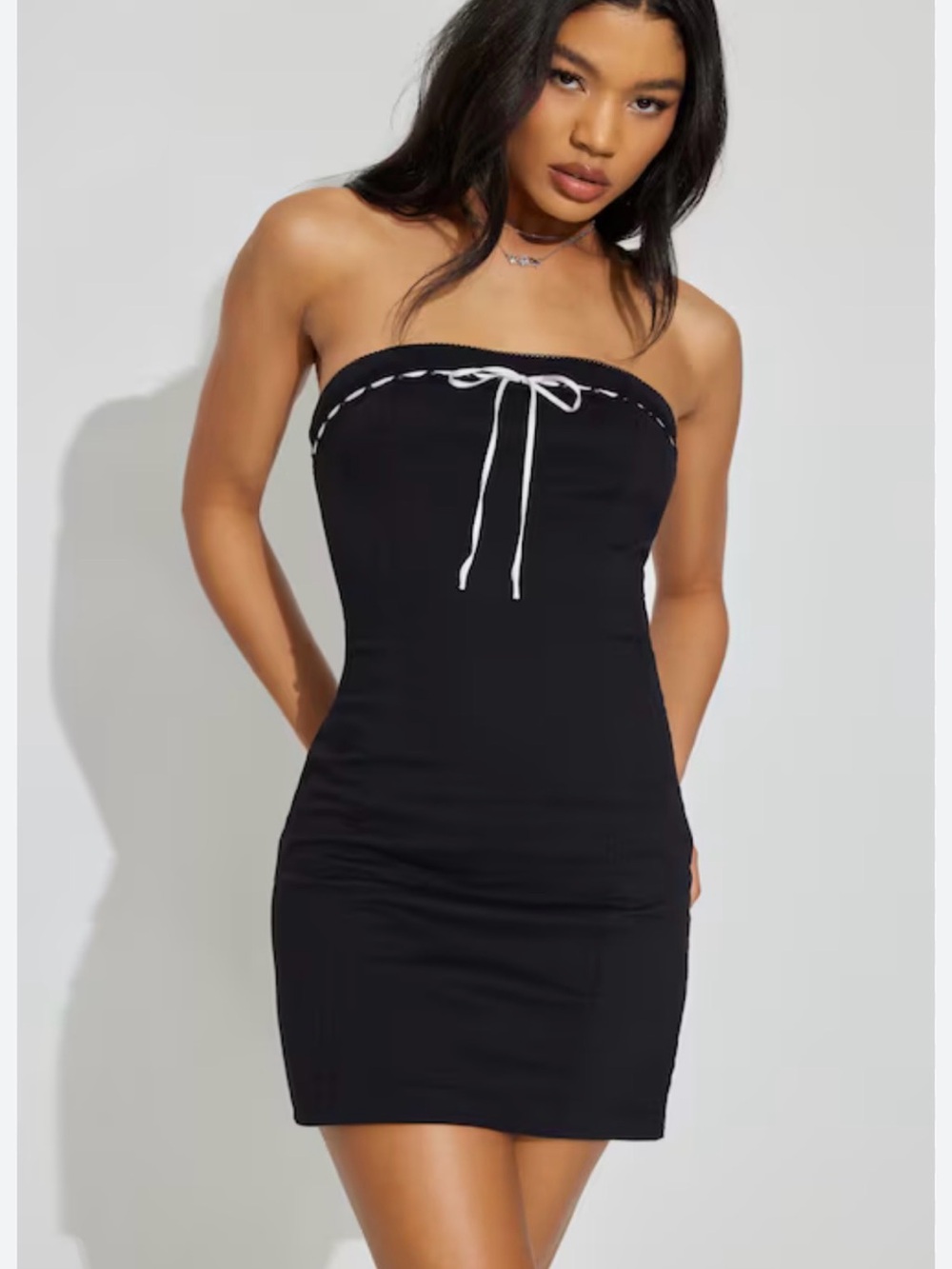 Garage Strapless Lace Trim Mini Dress - US Small